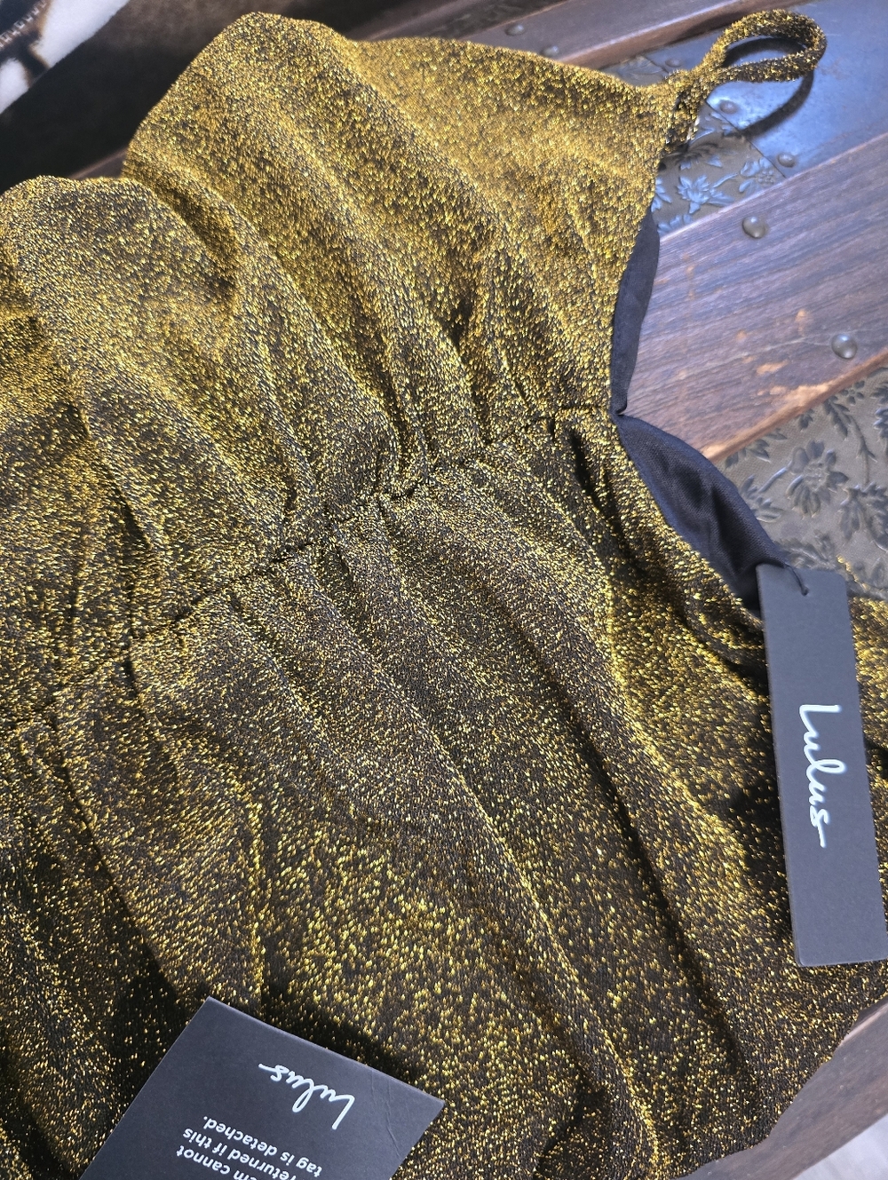 Nicole Miller Gold Metallic Glitter Party Dress